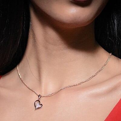 The Rose Gold Heart Drop Pendant Set