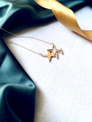 Sterling Silver Rose Gold Twinn Flight Pendal