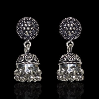 Sterling Silver 925 Oxidised Mini Jhumki