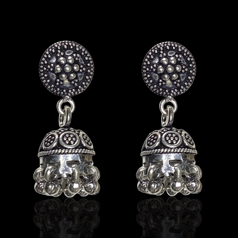 Sterling Silver 925 Oxidised Mini Jhumki Sterling Silver 925 Oxidised Mini Jhumki