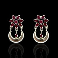 Sterling SIlver 925 Oxidised Red Flower Earrings Sterling SIlver 925 Oxidised Red Flower Earrings