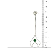 Sterling SIlver 925 Oxidised Emerald Dangler Earrings Sterling SIlver 925 Oxidised Emerald Dangler Earrings