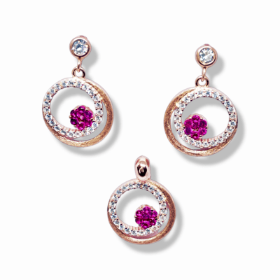 The Pink Circle Pendant Set