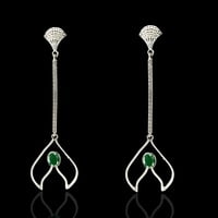 Sterling SIlver 925 Oxidised Emerald Dangler Earrings Sterling SIlver 925 Oxidised Emerald Dangler Earrings