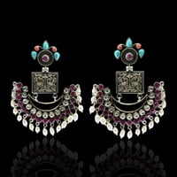 The Antique Silver 925 Amrapali Peacock Moon Earrings The Antique Silver 925 Amrapali Peacock Moon Earrings