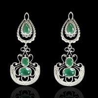 Sterling Silver 925 Oxidised Forest Green Earrings Sterling Silver 925 Oxidised Forest Green Earrings