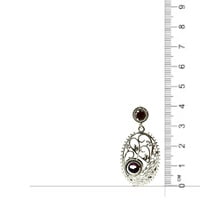 Sterling Silver 925 Oxidised Oval Red Stone Earrings Sterling Silver 925 Oxidised Oval Red Stone Earrings