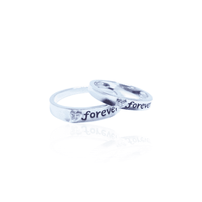 Sterling Silver 925 The Single Stone Forever Couple Band