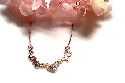 The Diamond Heart Love You Pendant with Link Chain