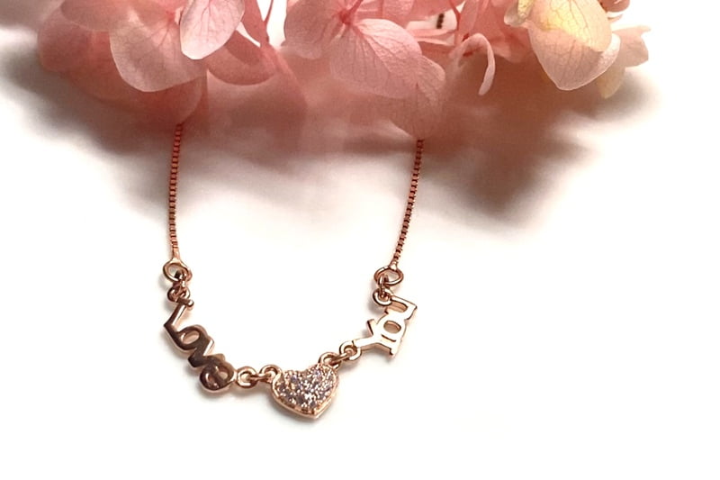 The Diamond Heart Love You Pendant with Link Chain
