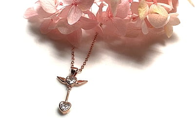 The Rose Gold Flying Stick Pendant With Link Chain