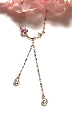 The Pink Diamond Double Chain Pendant With Link Chain
