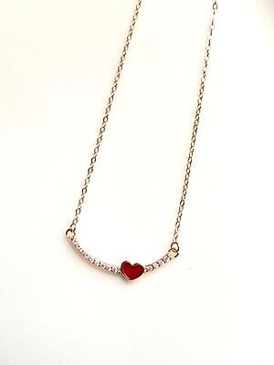 The Red Heart Rose Gold Pendant with link chain