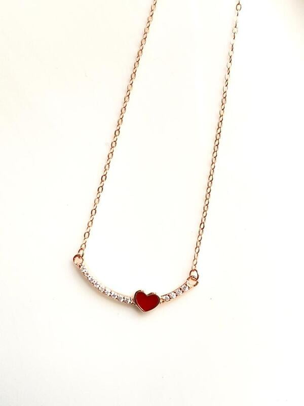 The Red Heart Rose Gold Pendant with link chain The Red Heart Rose Gold Pendant with link chain
