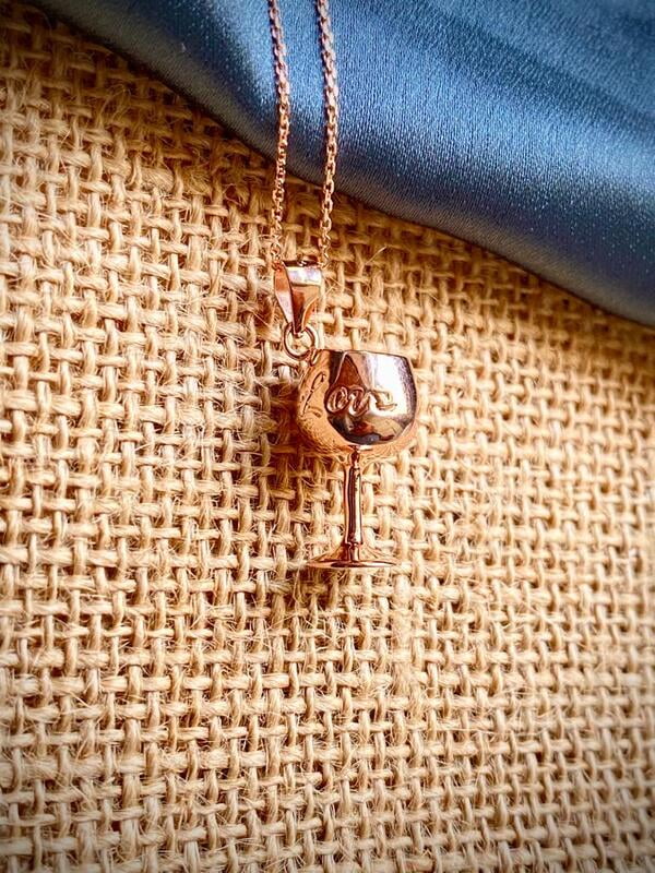The Golden Wine Glass Pendant with link chain The Golden Wine Glass Pendant with link chain