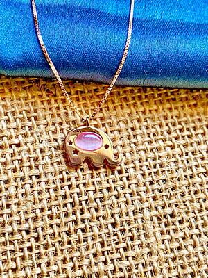 The Small Elephant Rose Gold Pendant with link chain
