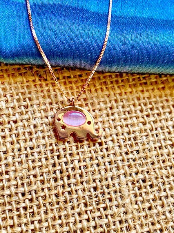 The Small Elephant Rose Gold Pendant with link chain The Small Elephant Rose Gold Pendant with link chain