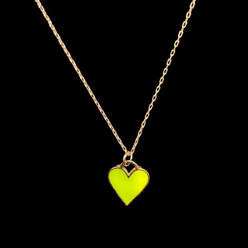 The Yellow Heart Pendant with link chain