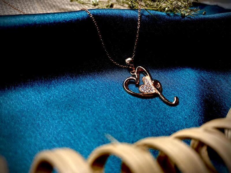 The Double Heart Rose Gold Pendent with link chain The Double Heart Rose Gold Pendent with link chain