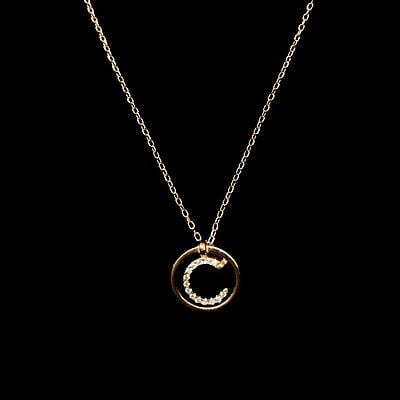 The Rose Gold C Pendant with link chain