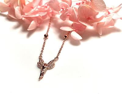 The Rose Gold Lady Wing Pendent with Link Chain