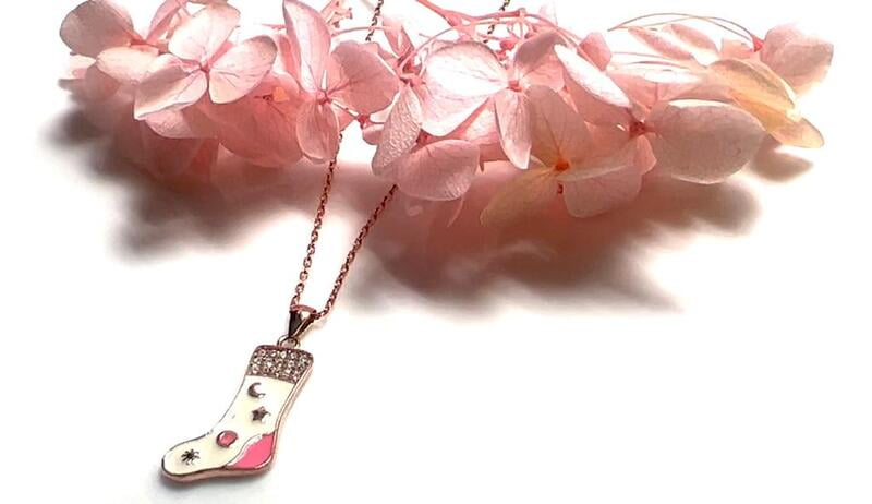 The Rose Gold White Socks Pendent with Link Chain