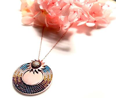 The Rose Gold Multiverse Sun Pendent with Link Chain