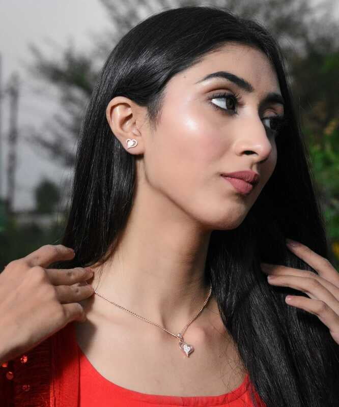 Double Heart Rose Gold Pendant Set Double Heart Rose Gold Pendant Set