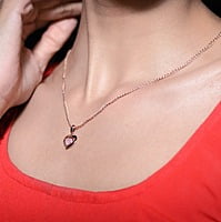 Crystal Rose Gold Double Heart Pendant Set Crystal Rose Gold Double Heart Pendant Set