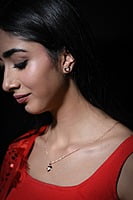 Crystal Rose Gold Double Heart Pendant Set Crystal Rose Gold Double Heart Pendant Set