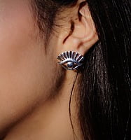 The Silver Zircon Evil Eye Claw Earrings The Silver Zircon Evil Eye Claw Earrings