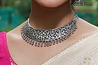 The White Moti Oxidised Chokar The White Moti Oxidised Chokar