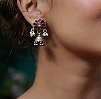 The Red Flower Oxidized Jhumkas The Red Flower Oxidized Jhumkas