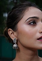Cute Peacock Antique Oxidized Jhumkas Cute Peacock Antique Oxidized Jhumkas