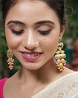 The Amrapali Flower and Petals Long Earrings