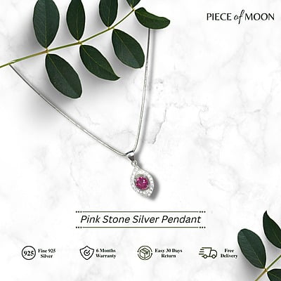 Sterling Silver 925 The Pink Oval Stone Pendant