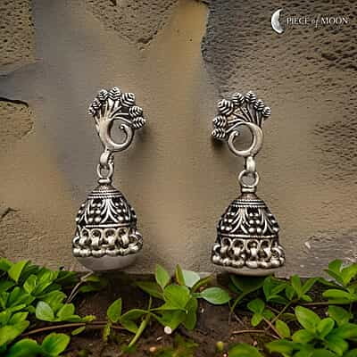 925 Sterling Oxidised Peacock Jhumki