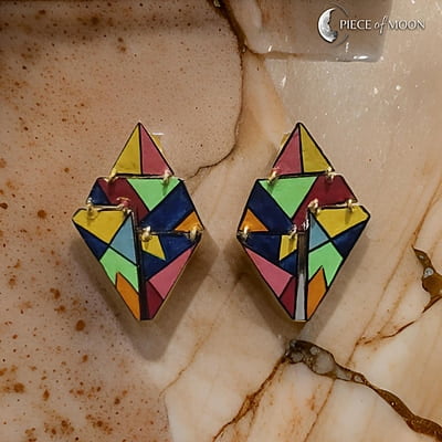 Multi color Kite shaped earing