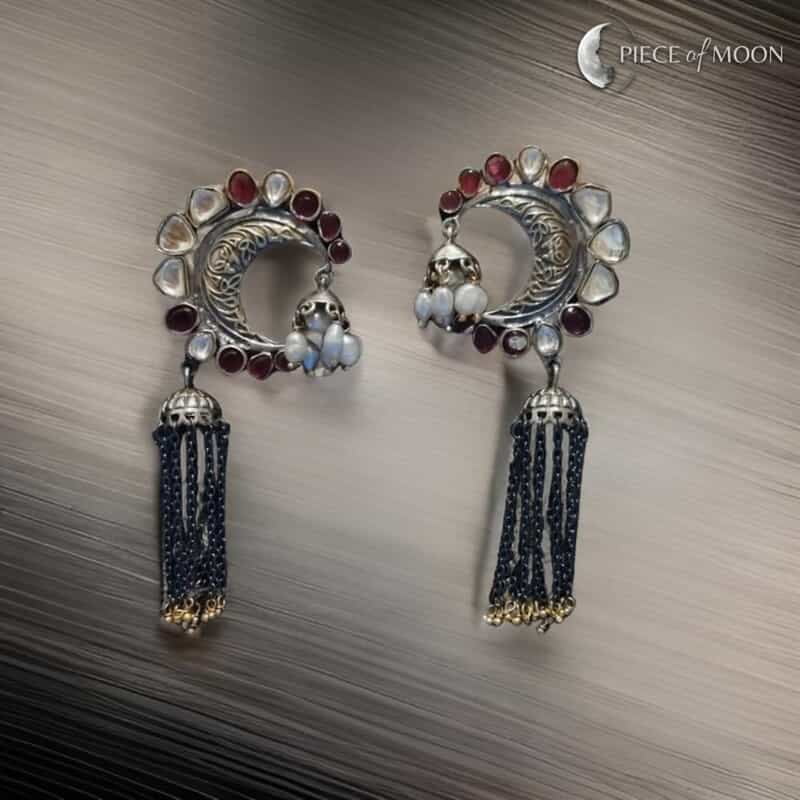 925 Sterling silver moon shaped jhumkis 925 Sterling silver moon shaped jhumkis