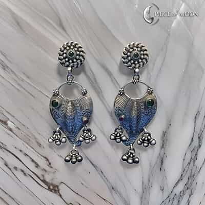 Sterling Silver 925 Oxidised Long Earrings