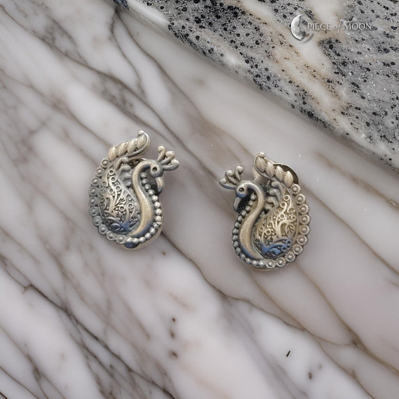 The Sterling Silver Antique Peacock Earring The Sterling Silver Antique Peacock Earring