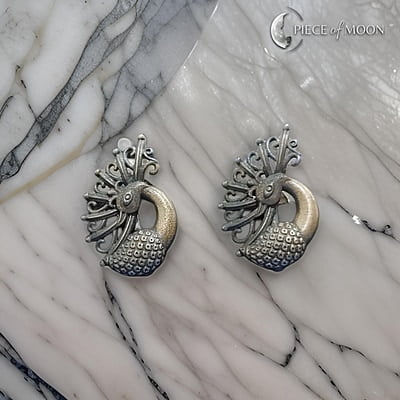 925 Sterling Silver Antique Peacock Earring