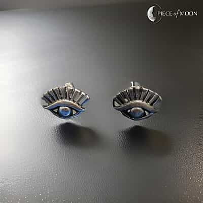 The Silver Zircon Evil Eye Claw Earrings