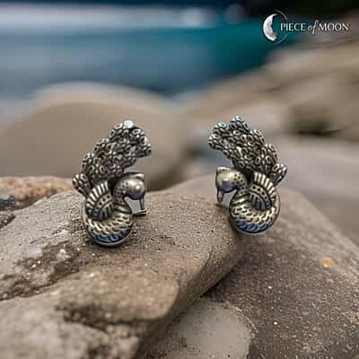 The Dancing Peacock Oxidised Earrings