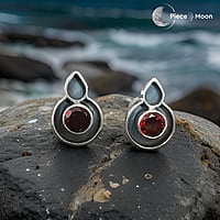 Oxidised Red Stone Earrings Oxidised Red Stone Earrings