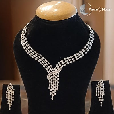 Sterling Silver Waterfall Diamond Necklace