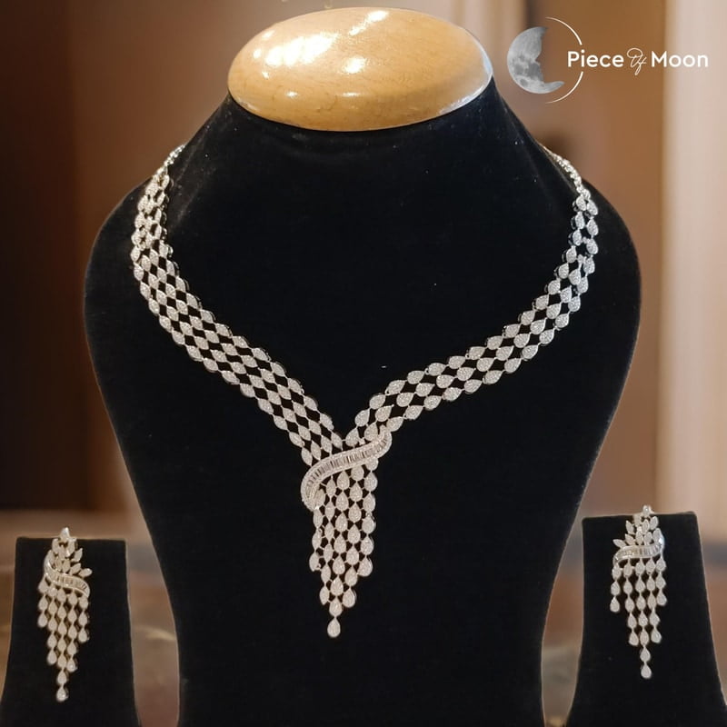 Sterling Silver Waterfall Diamond Necklace Sterling Silver Waterfall Diamond Necklace