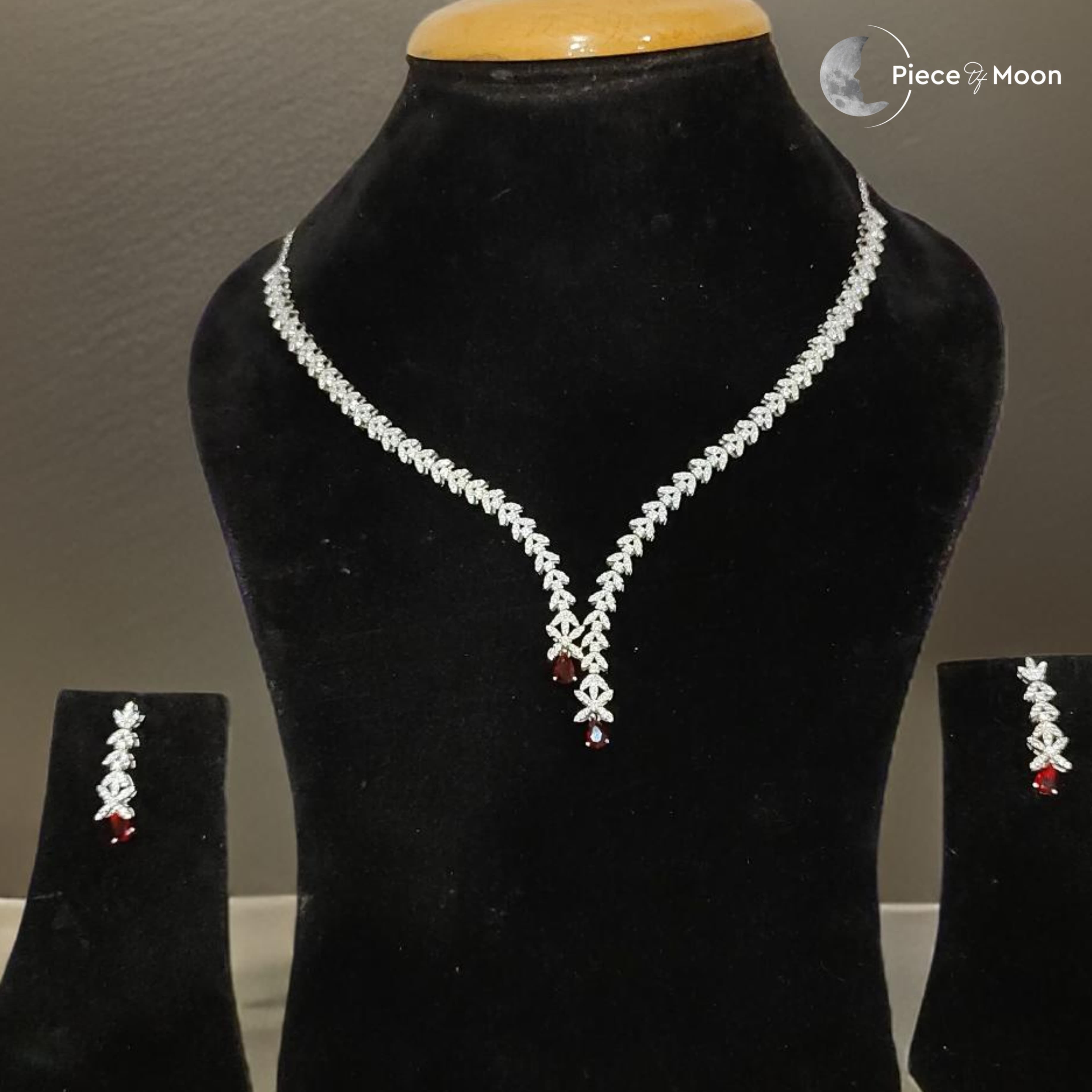 Diamond Drop Necklace + Bracelet+ Ring Combo Diamond Drop Necklace + Bracelet+ Ring Combo