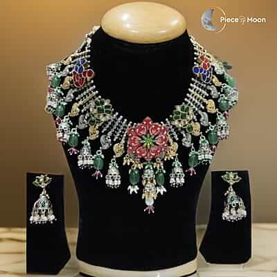 Multicolor Floral Bridal Oxidised Necklace